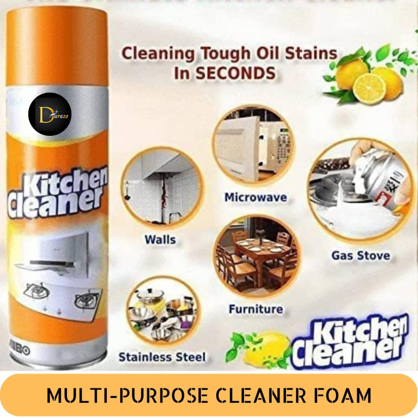 Medaid White Foam Kitchen Cleaner Spray Orange Scent (Big Size 500ML)