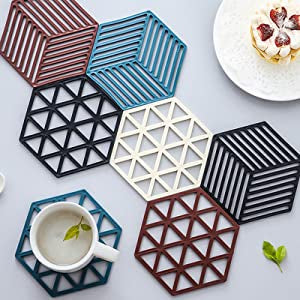 Set of 4 Silicon Heat Pad Hexagon Shape