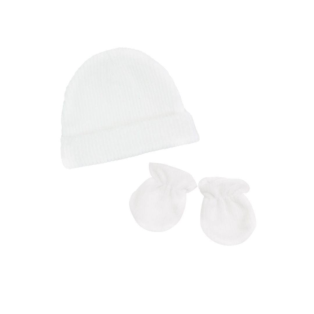 Trois Kilos Sept Newborn Hat &Gloves – White