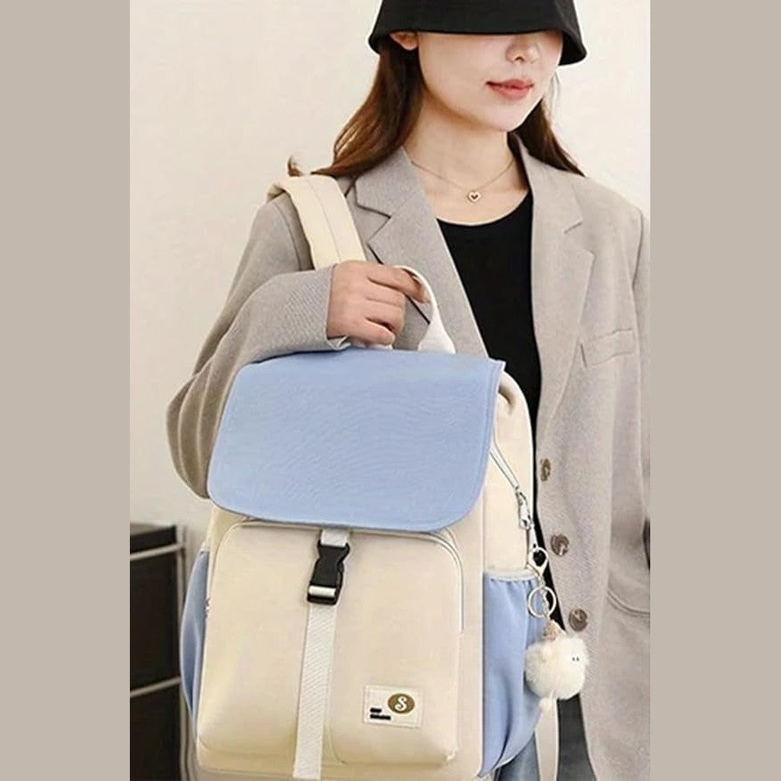 Pastel Dream Diaper Backpack – Sky Blue & Cream