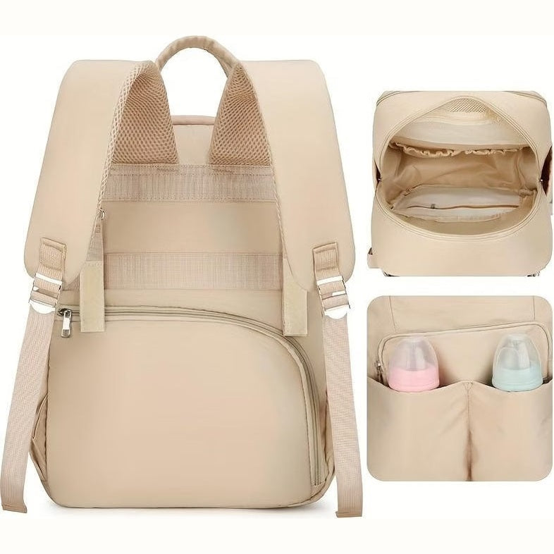 Sunshine Deer: Luxe Multi-Pocket Diaper Backpack – Soft Cream