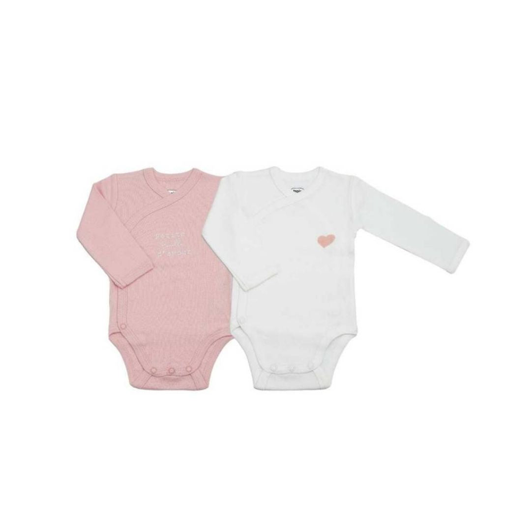 Trois Kilos Sept Set of 2 Long-Sleeve Bodysuits – Bouille Rose (1 Month)