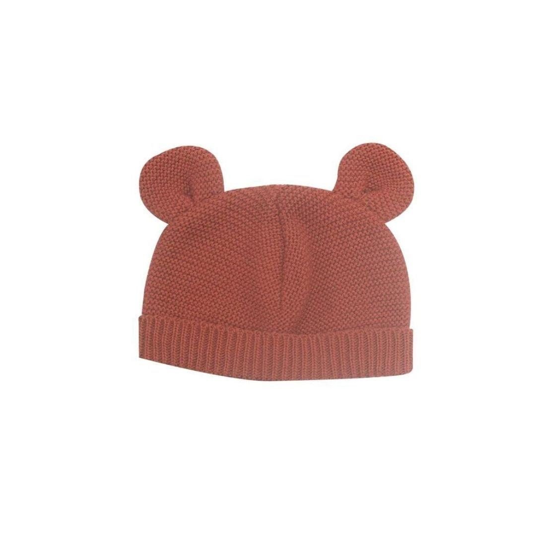 Trois Kilos Sept Knitted Newborn Hat Terracotta (0-1 Month)