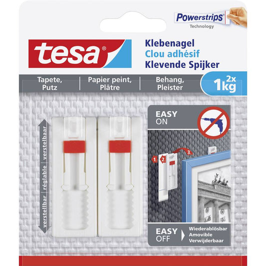 Tesa White Adjustable Adhesive Nail, 2 pc(s) | Tesa In Lebanon