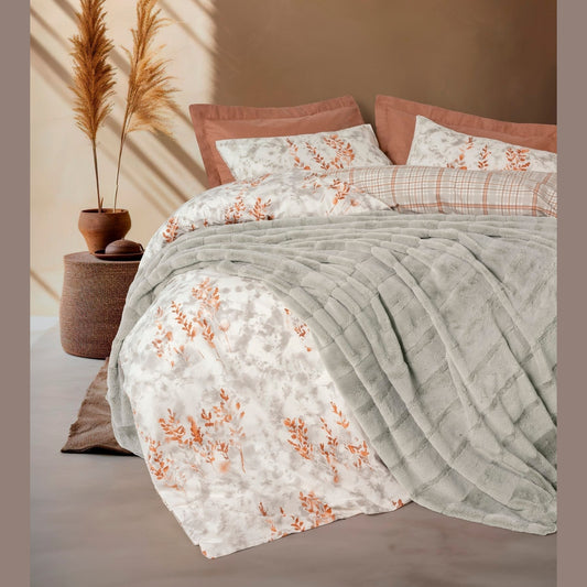 Trim Double Fur Blanket Duvet Cover Set Suave