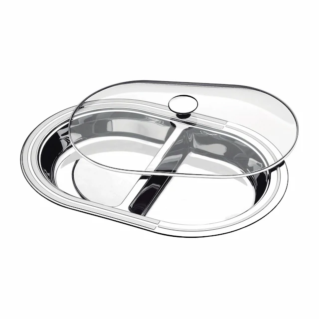 Tramontina Ciclo divided serving dish with glass lid 45 cm