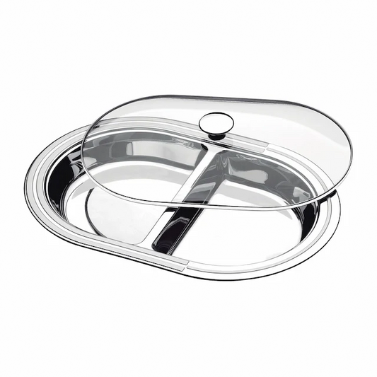 Tramontina Ciclo divided serving dish with glass lid 45 cm