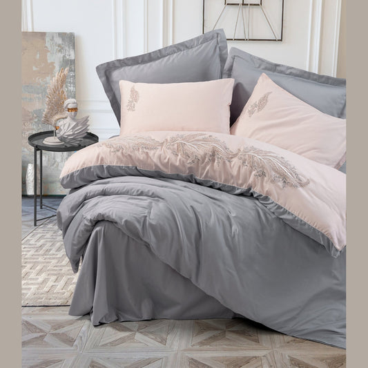 Embroidered Satin Double Duvet Cover Set Sheen