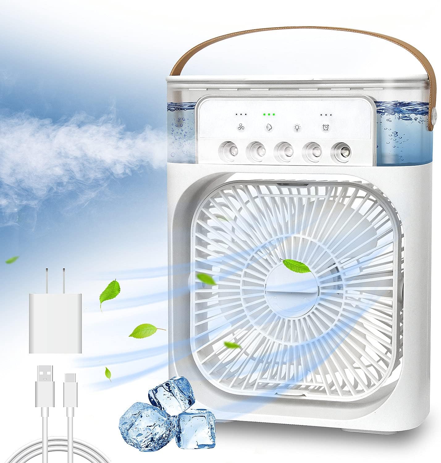 Qayra™️ Mini Air Cooler Fan With Humidification, Cooling & 7-Colors LED- White