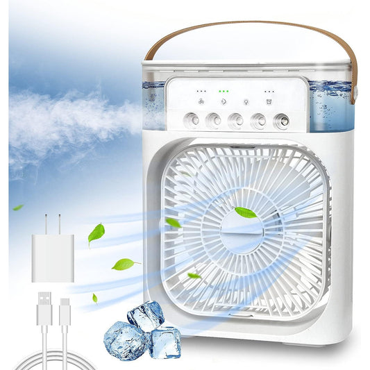 Qayra™️ Mini Air Cooler Fan With Humidification, Cooling & 7-Colors LED- White