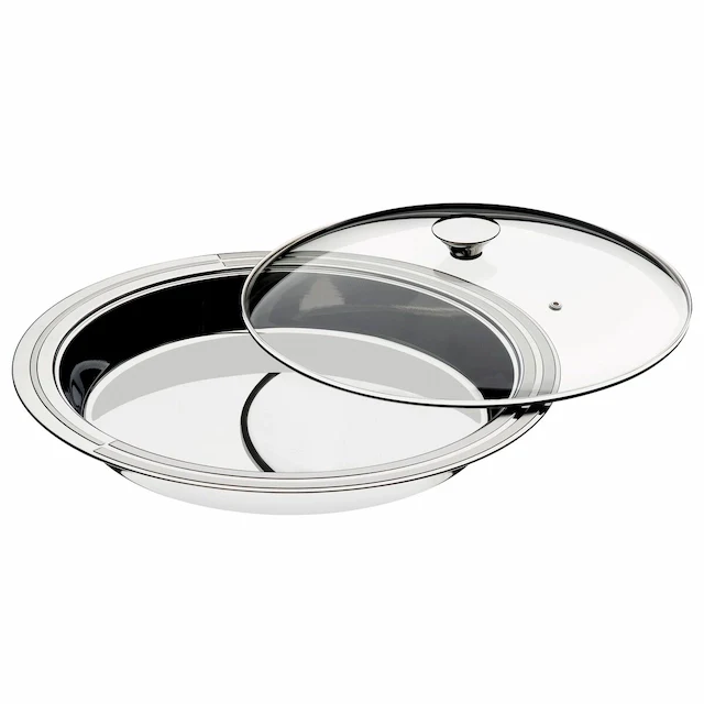 Tramontina Ciclo stainless steel deep serving dish with glass lid 39 cm