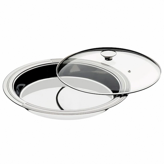 Tramontina Ciclo stainless steel deep serving dish with glass lid 39 cm