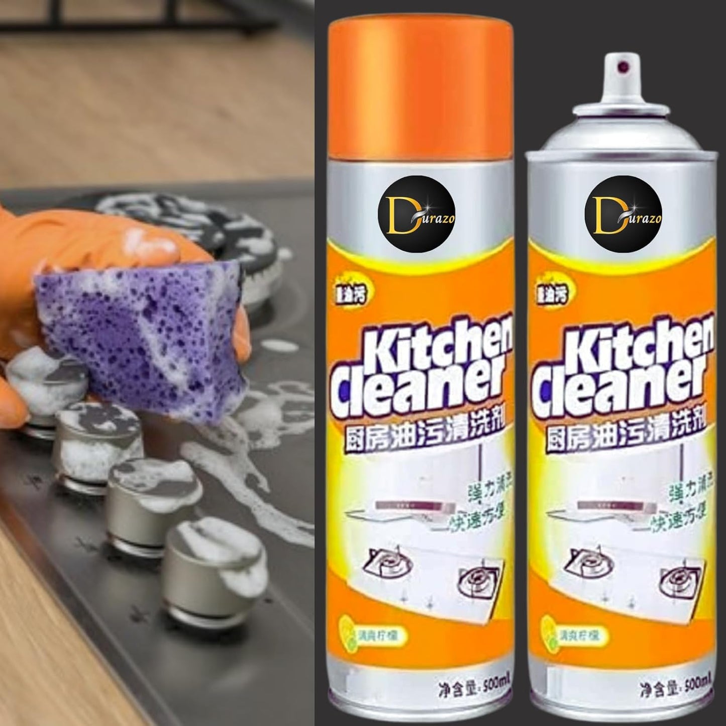 Qayra™️ White Foam Kitchen Cleaner Spray Orange Scent (Big Size 500ML)