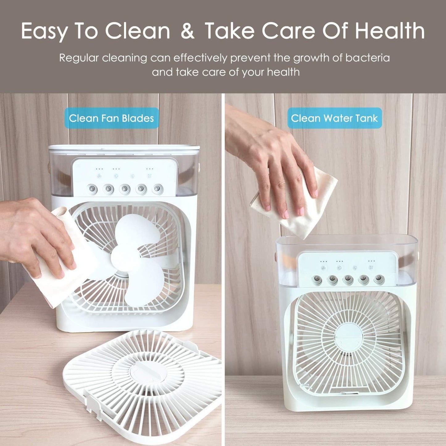Medaid Mini Air Cooler Fan With Humidification, Cooling & 7-Colors LED- White