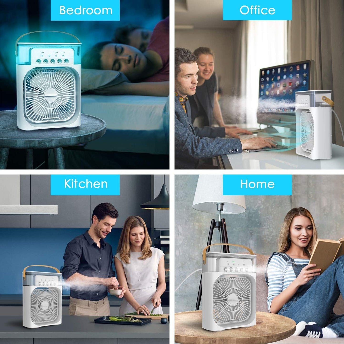 Medaid Mini Air Cooler Fan With Humidification, Cooling & 7-Colors LED- White