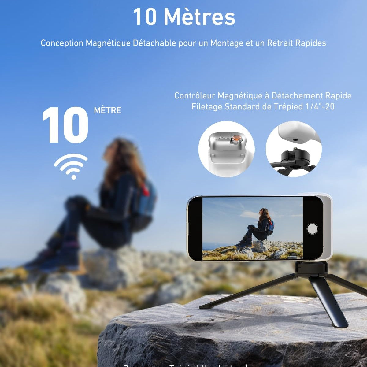 TELESIN Shot Smartphone Handle Grip with Detachable Bluetooth Remote Control