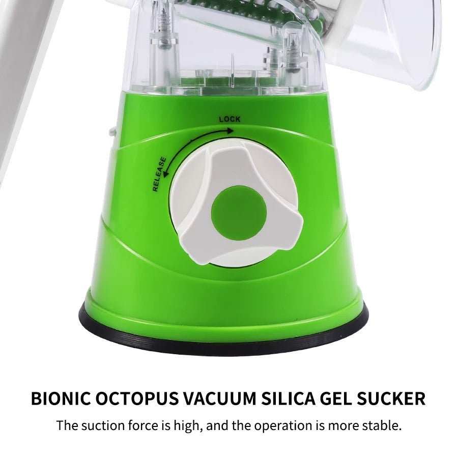 Tabletop Drum 3-in-1 Vegetable Cutter & Rotary Cheese Grater ‚Äì Multifunctional Slicer with 3 Stainless Steel Blades for Vegetables, Fruits & Cheese - Medaid International
