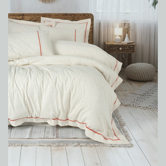 Inborn Double Duvet Cover Set Banded Orange