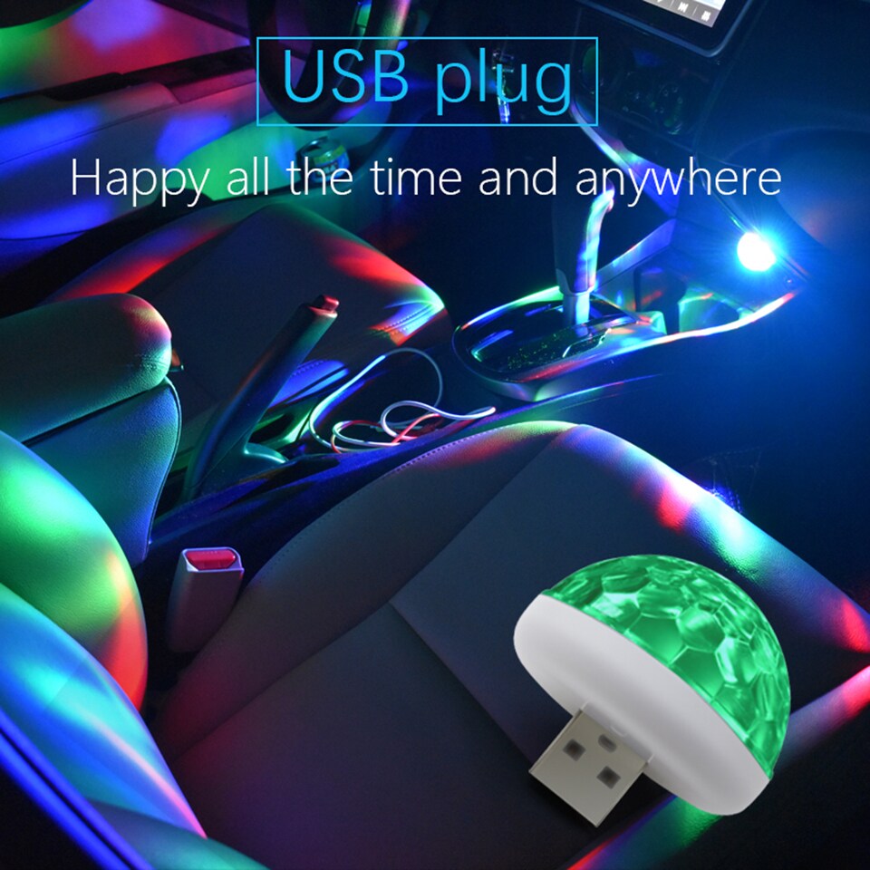 Car LED Light Small Magic Ball Lamp Crystal RGB LED 4W Sound Control Disco Party Music for Android - Medaid International