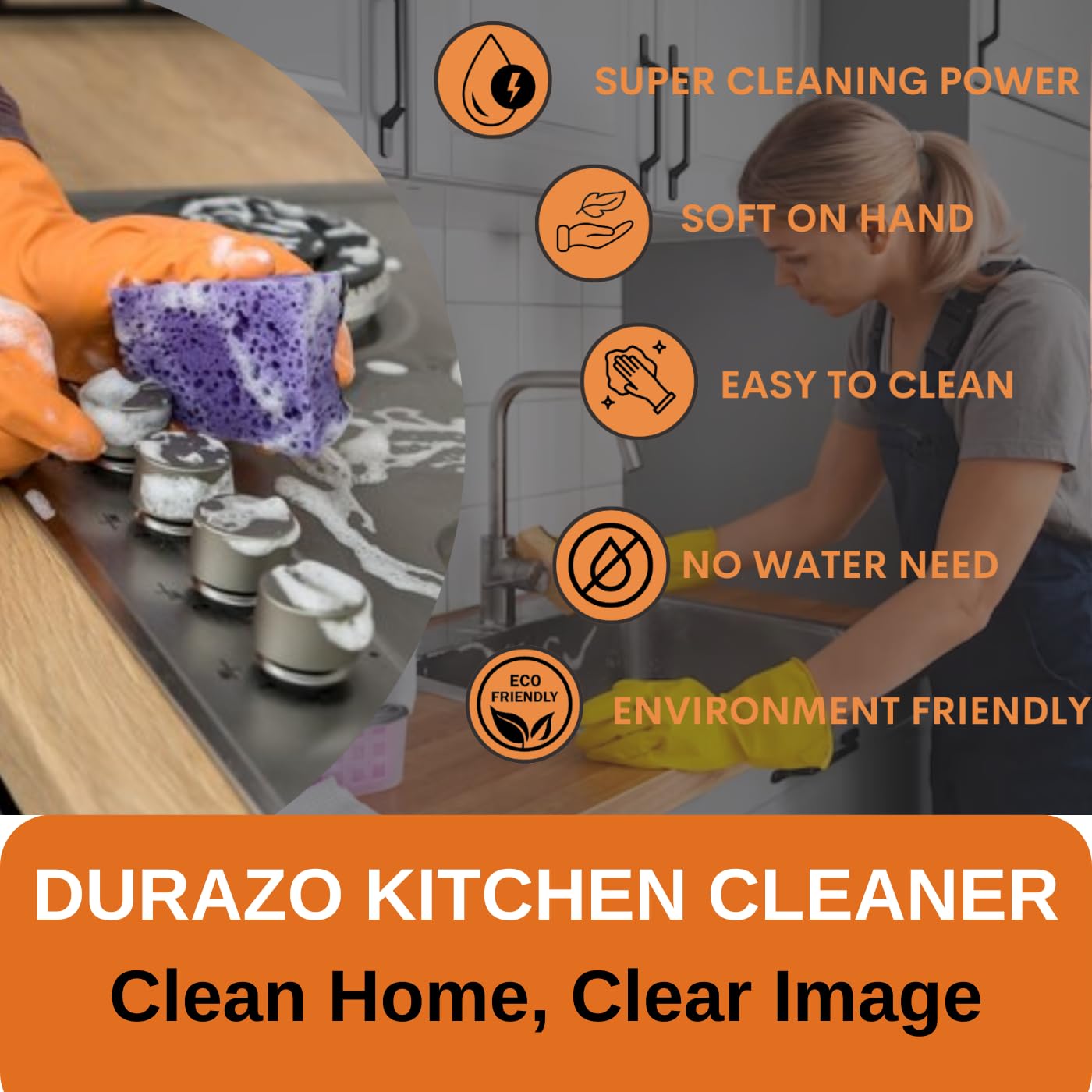 Medaid White Foam Kitchen Cleaner Spray Orange Scent (Big Size 500ML)