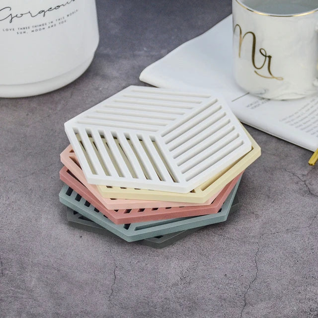 Set of 4 Silicon Heat Pad Hexagon Shape
