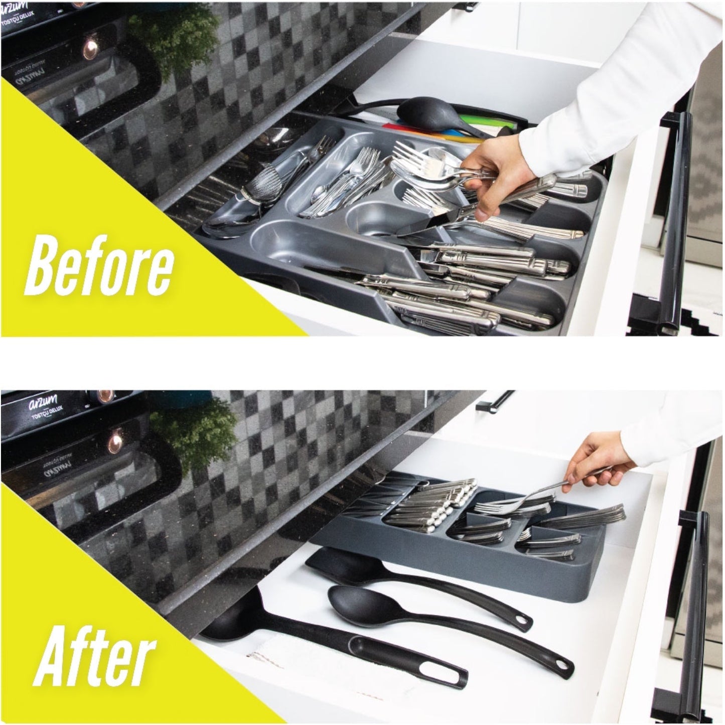 Large Compact Cutlery Organizer 9 cells