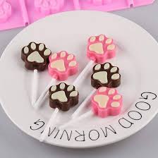 Lolli Silicone Mould Chocolate Mould Silicone Cute Cat Paw Mould Lollipop Mould Silicone 12 Holes for Chocolate Lollipop Making
