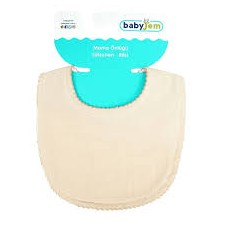 BabyJem Muslin Bib with Pacifier Hanger Ecru