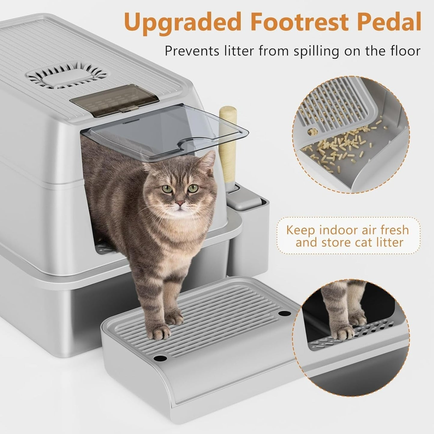 Fully Enclosed Stainless Steel Litter Box CLOSED TOP