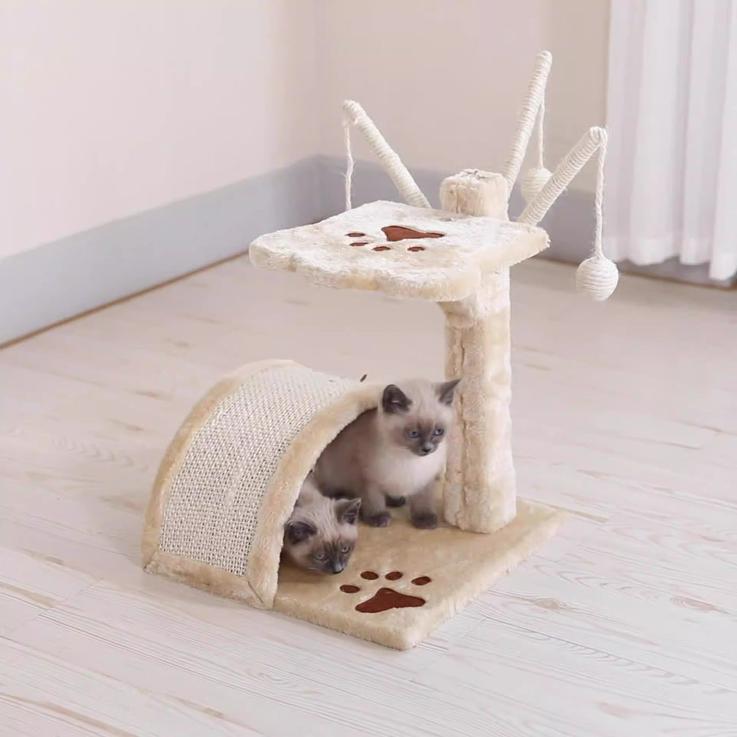 Compact Cat Activity Center – Tunnel, Arch Scratcher & Paw Perch for Small Spaces