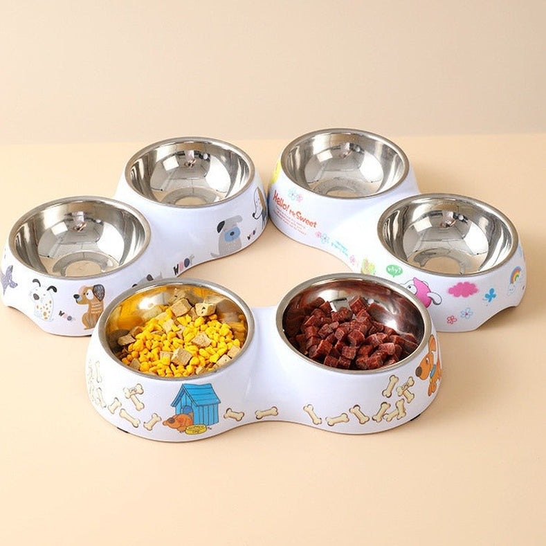 Charming Critter Double Diner - Stainless Steel Pet Bowls Non-Slip