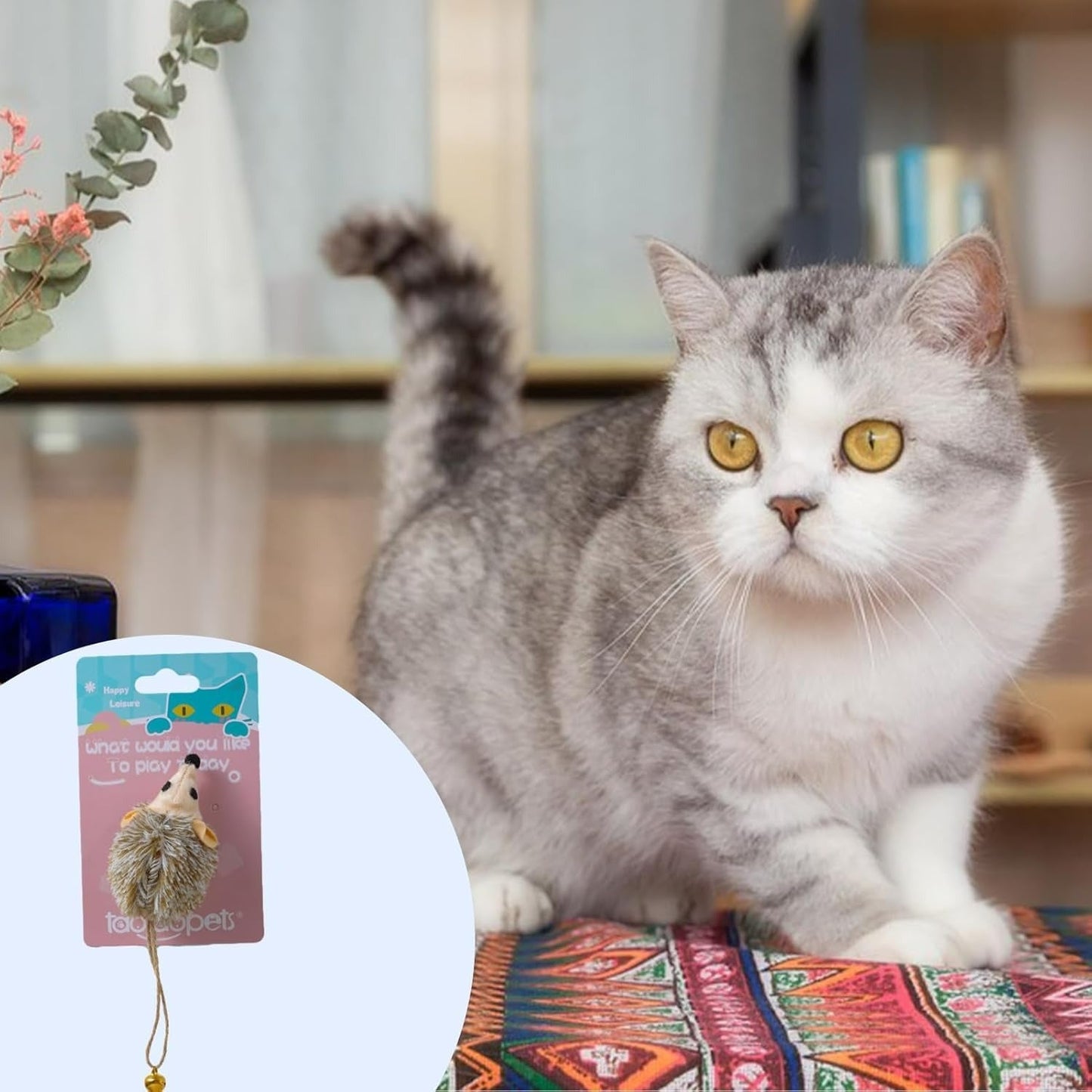 Cat Squeaky Mice, Interactive Cat Toy with Ball