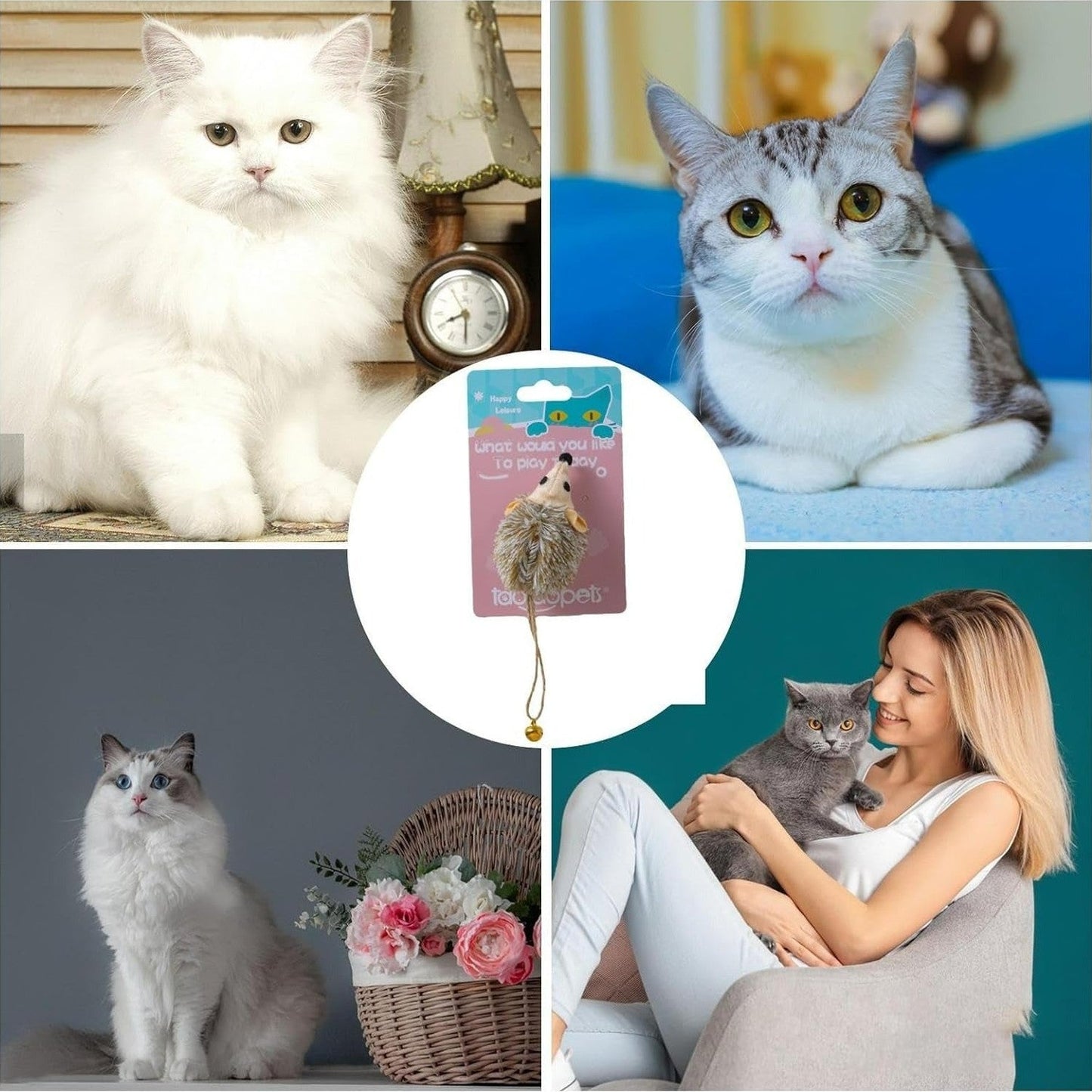 Cat Squeaky Mice, Interactive Cat Toy with Ball