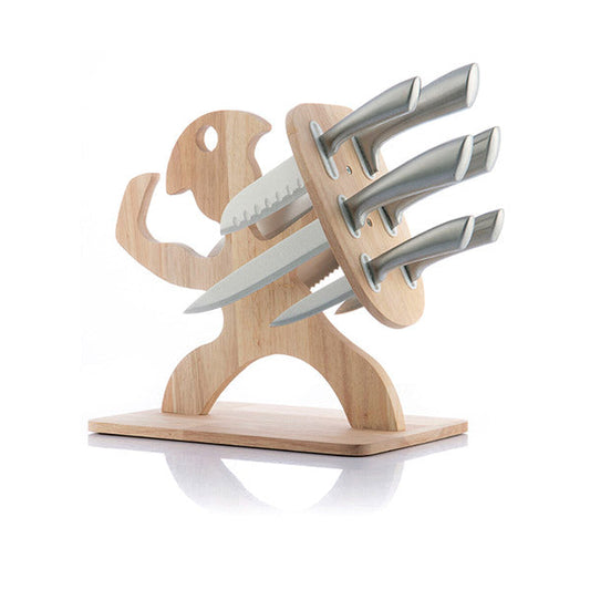 InnovaGoods Set Of Knives with Wooden Base Spartan 7 Pieces - V0103494