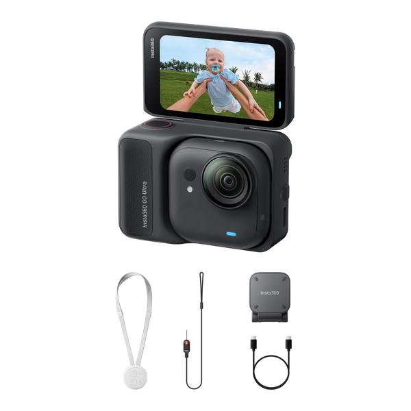 Insta360 GO Ultra Standard Bundle Midnight Black - Tiny Hands-Free 4K Cam, Lightweight & Portable, Low Light Excellence, Mount Anywhere, FlowState Stabilization, 200 Min Battery Life