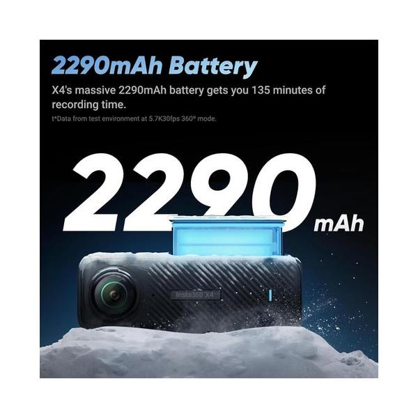 Insta360 X4-8K Waterproof 360 Action Camera, 4K Wide-Angle Video, Invisible Selfie Stick Effect, Removable Lens Guards, 135 Min Battery Life, AI Editing, Stabilization, for Sports, Travel, Outdoor