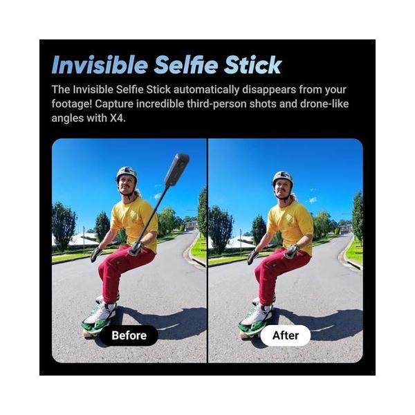 Insta360 X4-8K Waterproof 360 Action Camera, 4K Wide-Angle Video, Invisible Selfie Stick Effect, Removable Lens Guards, 135 Min Battery Life, AI Editing, Stabilization, for Sports, Travel, Outdoor