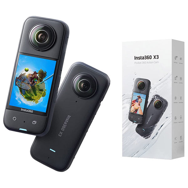 Insta360 X3 - Waterproof 360 Action Camera with 1/2" 48MP Sensors, 5.7K 360 Active HDR Video, 72MP 360 Photo, 4K Single-Lens, 60fps Me Mode, Stabilization, 2.29" Touchscreen, AI Editing, Live Stream