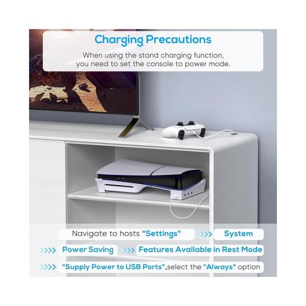 ipega PS5 Slim Horizontal Stand with 4 USB Ports, PlayStation 5 Slim Console Base Bracket with USB 2.0 Extension Data & Charging Port, PG-P5S008