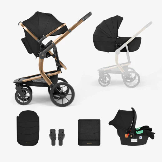 Kikkaboo - Stroller 3in1 Travel System - with plastic carrycot - Irene Black - 2024