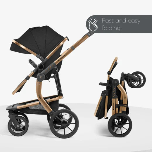 Kikkaboo - Stroller 3in1 Travel System - with plastic carrycot - Irene Black - 2024