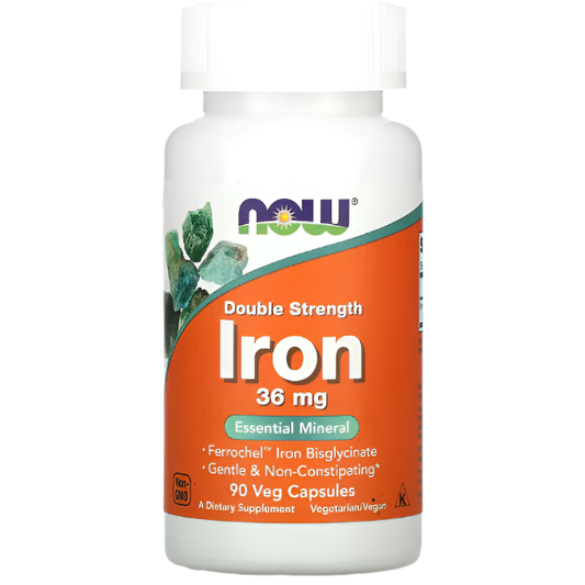 NOW Foods, Iron, Double Strength, 36 mg, 90 Veg Capsules