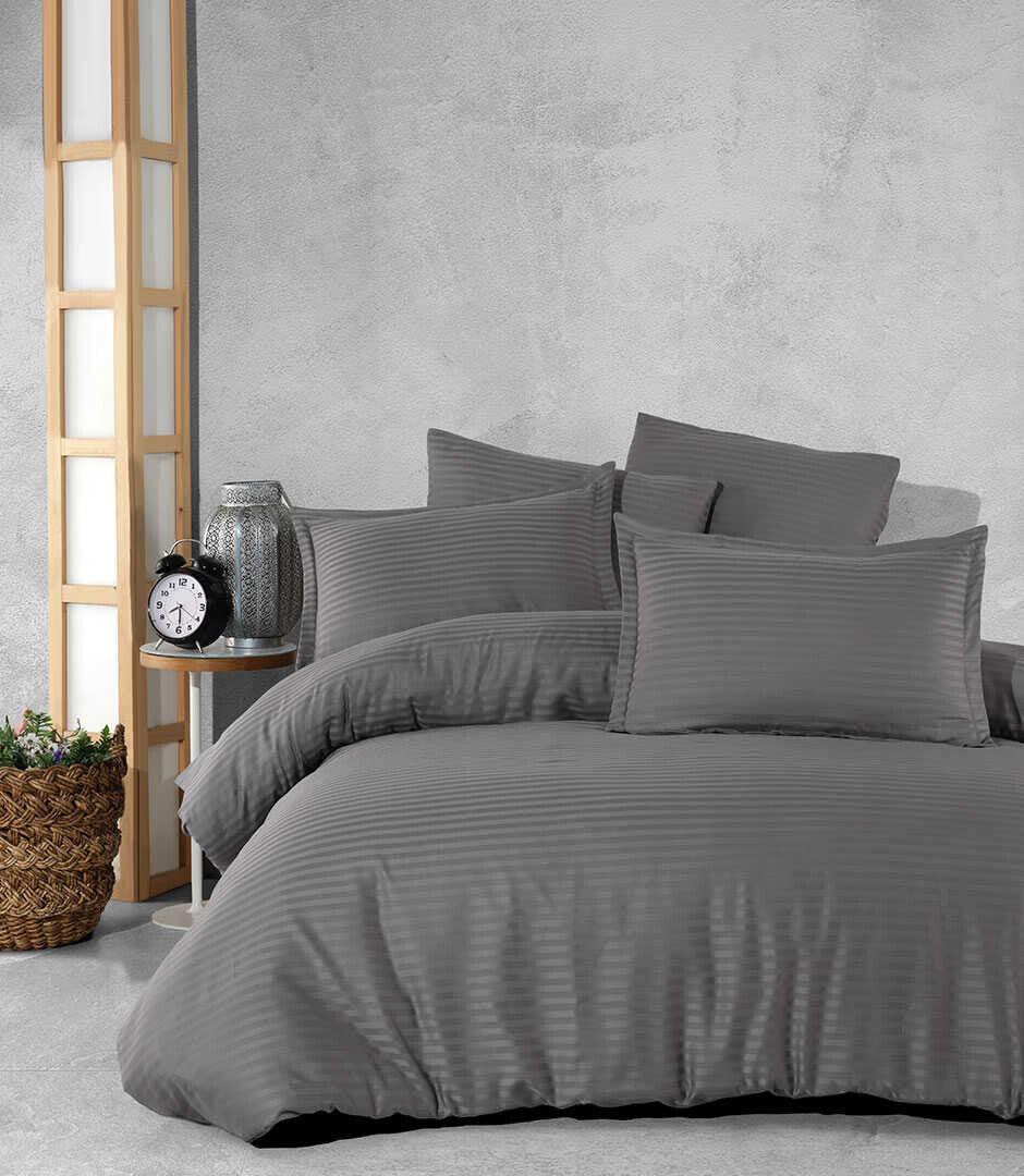 SINNOHOME Stripe PURE COTTON Duvet Cover Set  GREY