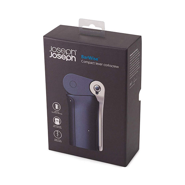 Joseph Joseph, 20099, BarWise Compact Folding Lever Corkscrew Wine Opener with Foil Cutter, One-size