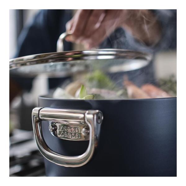 Joseph Joseph, Space Folding Handle Ceramic Non-stick 25cm Blue Stock Pot & Lid, 45045