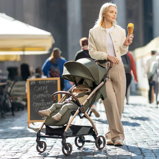 Kikkaboo - Autofolding Pushchair - Joy Army Green - Travel Stroller