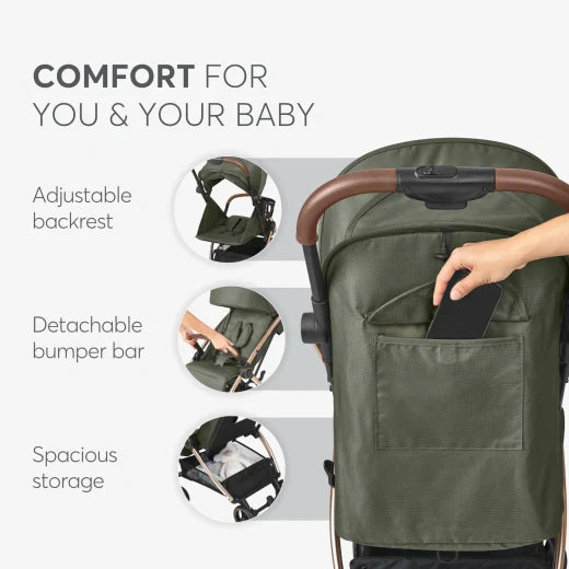 Kikkaboo - Autofolding Pushchair - Jor Dark Grey - Travel Stroller