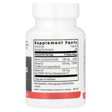 Metabolic Maintenance Vitamin D3 with Vitamin K2 MK-7 60 Vegetarian Capsules