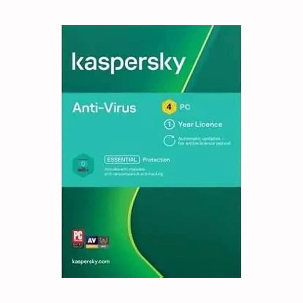 Kaspersky Anti-Virus Essential PRotection - 4 Users Authentic Middle East Version - 1 Year, Retail Box