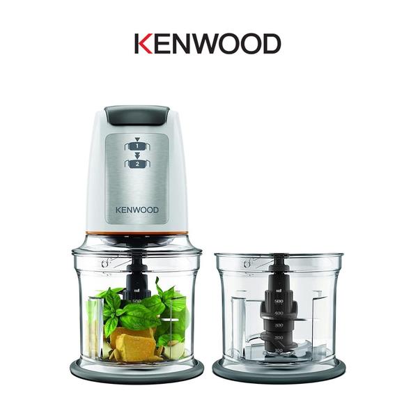 Kenwood Chopper 500W Electric Food Chopper with 2 x 500ml Bowl, Dual Speed, Stainless Steel Quad Blade, Multi, Ice Crush Function CHP61.200WH